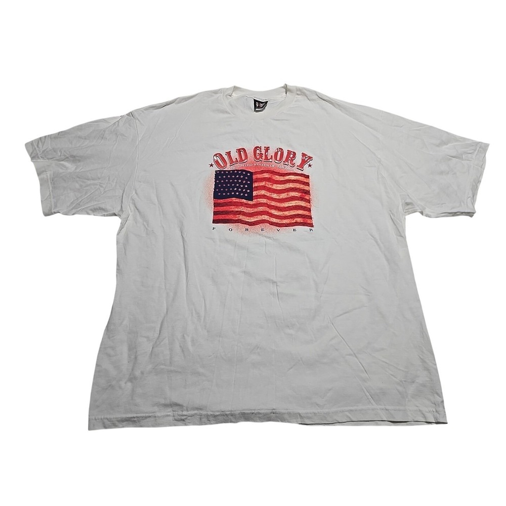 Vintage Old Glory 3XL T-Shirt Made USA America Forever Puffy Giant Tag NWOT Flag